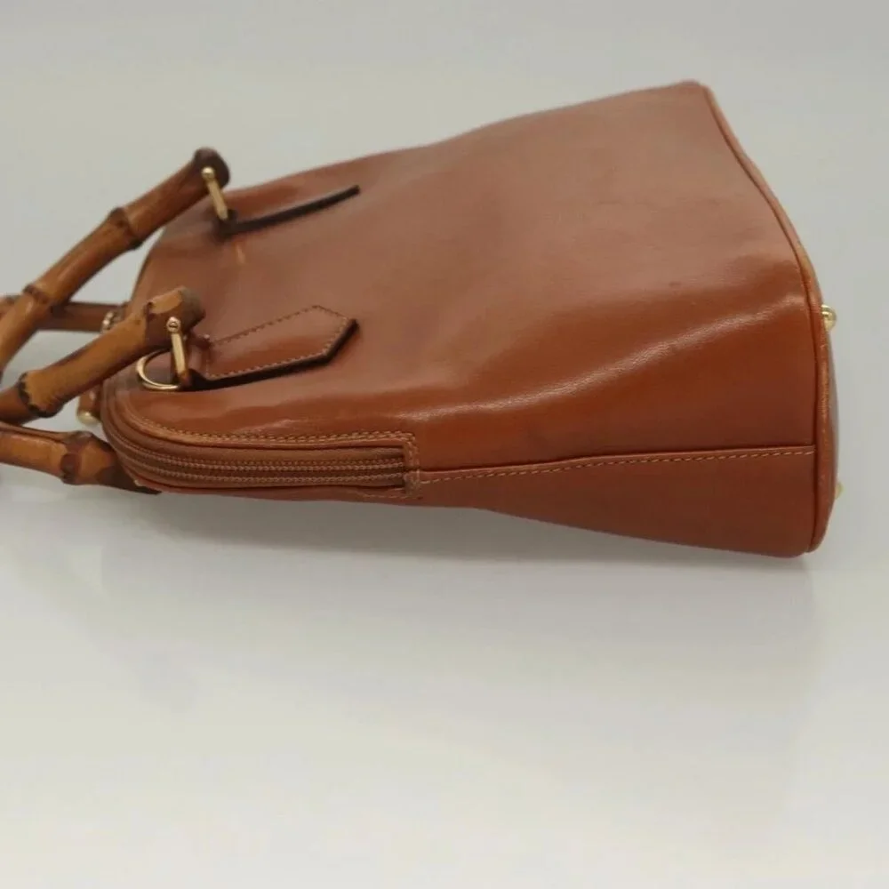 GUCCI Hand Bag Leather Brown Gold 000 2214 0290 Auth ep9714 - Picture 4 of 16